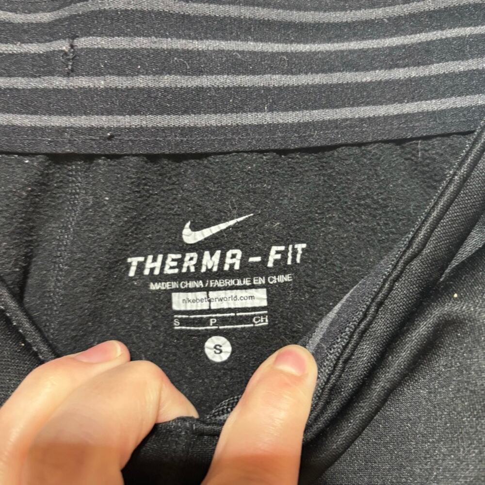 Nike Therma-FIT Fleece Track Pants Womens Small Black Wide Straight Leg Swoosh - Picture 4 of 8
